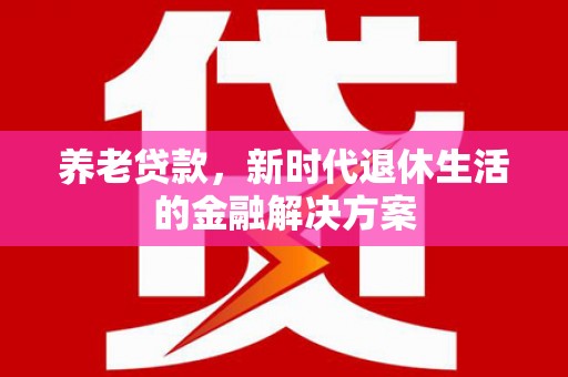 宁国养老贷款，新时代退休生活的金融解决方案